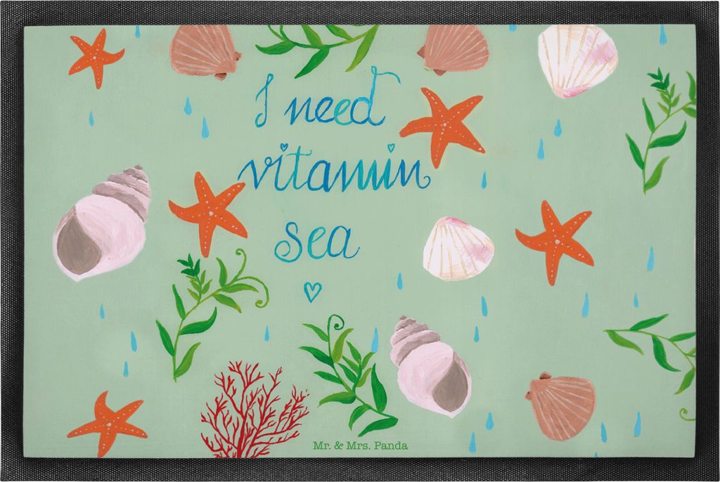 Mr. & Mrs. Panda Fussmatte Vitamin Sea 50 x 75 cm - Geschenk, Schwimmer, Abtreter, Schmutzmatte, Urlaub Am Meer, Strand, Schwimmen Spruch, fußmatt...