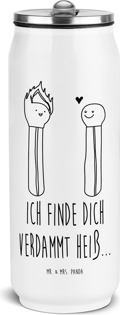 Mr. & Mrs. Panda Trinkflasche Streichhölzer - Weiß - Geschenk, Freundin, Wasserflasche, sport, Thermosflasche, Thermodose, Liebesgeschenk, Thermo...