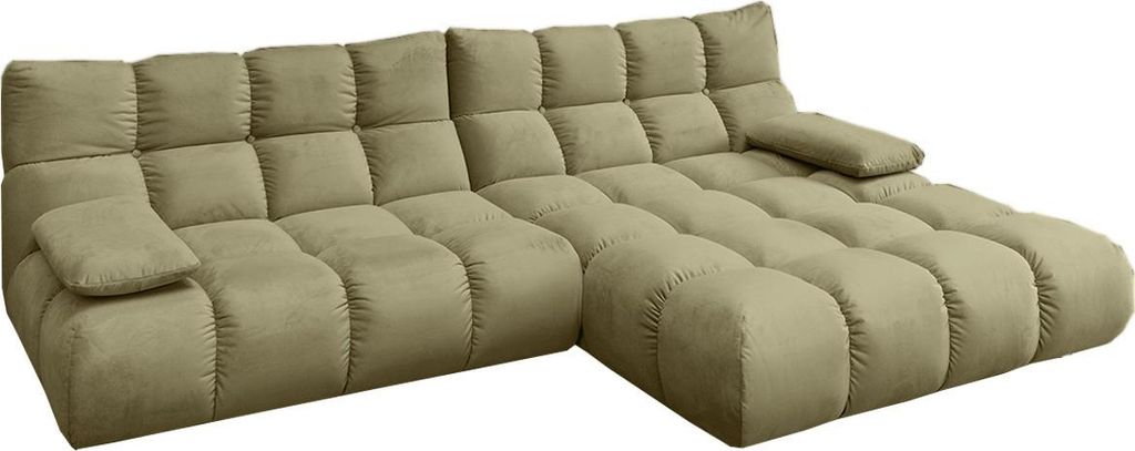 KAWOLA Sofa VIVIEN Ecksofa Velvet oliv Longchair rechts