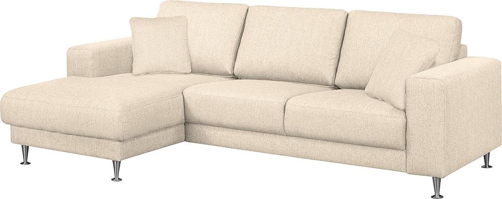 home24 Ecksofa mit Longchair - Strukturstoff