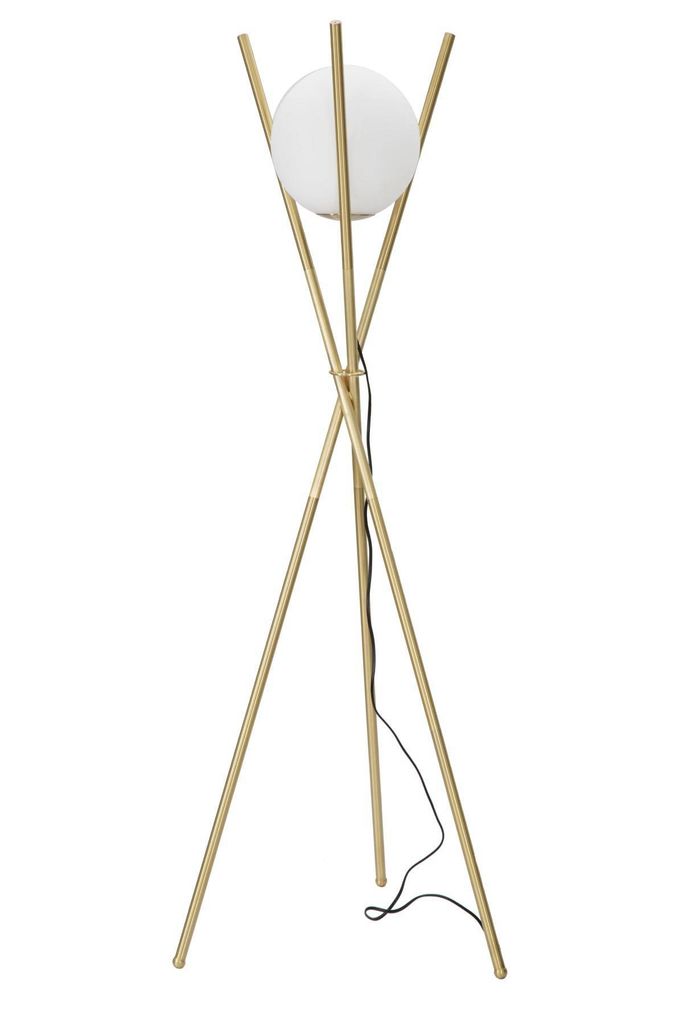 Glamy X Stehleuchte – 1-flammige E27-Stehleuchte aus goldfarbenem Metall und weißer Glaskugel (Ø 55 x 155 cm) – Glamouröses, minimalistische...