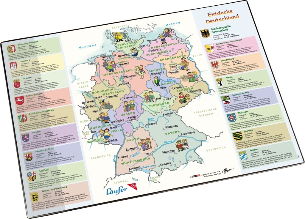 Schreibunterlage 40x53cm Landkarte Entdecke Deutschland Packung mit 10 Stück