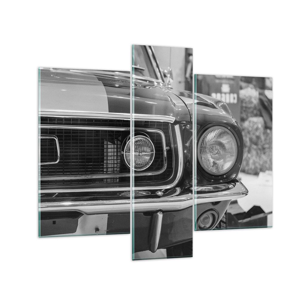 Bilder auf glas - 3 Teile - Ford Mustang Mach - 95x80cm - Glasbilder - Wandbilder - Bilder - zum Aufhängen bereit - Wanddekoration aus Glas - Glas...