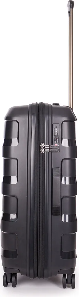 Valise Stratic Straw + EXP TSA Trolley Noir 66cm Semi-Rigide Extensible