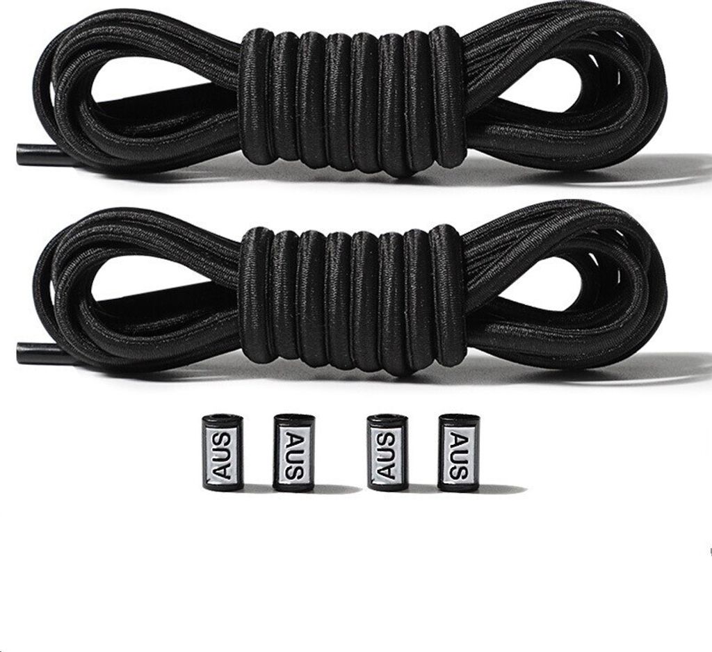 INF Elastische Schnürsenkel ohne Binden - 2 Paar Schwarz Produktbild 