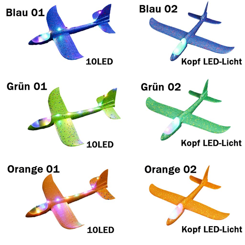 Einsgut Wurfgleiter LED leuchten Kinder Flugzeug Spielzeug Outdoor Wurf Segelflugzeug Flugzeuge Spielzeug Hand starten Flugzeugmodell 