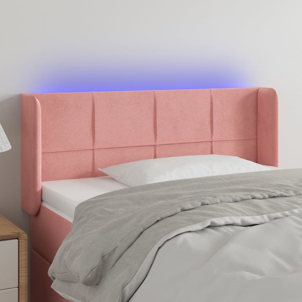 Best Möbel LED Kopfteil Rosa 93x16x78/88 cm Samt - Kopfteile Cloris Neu7609399 3parcel