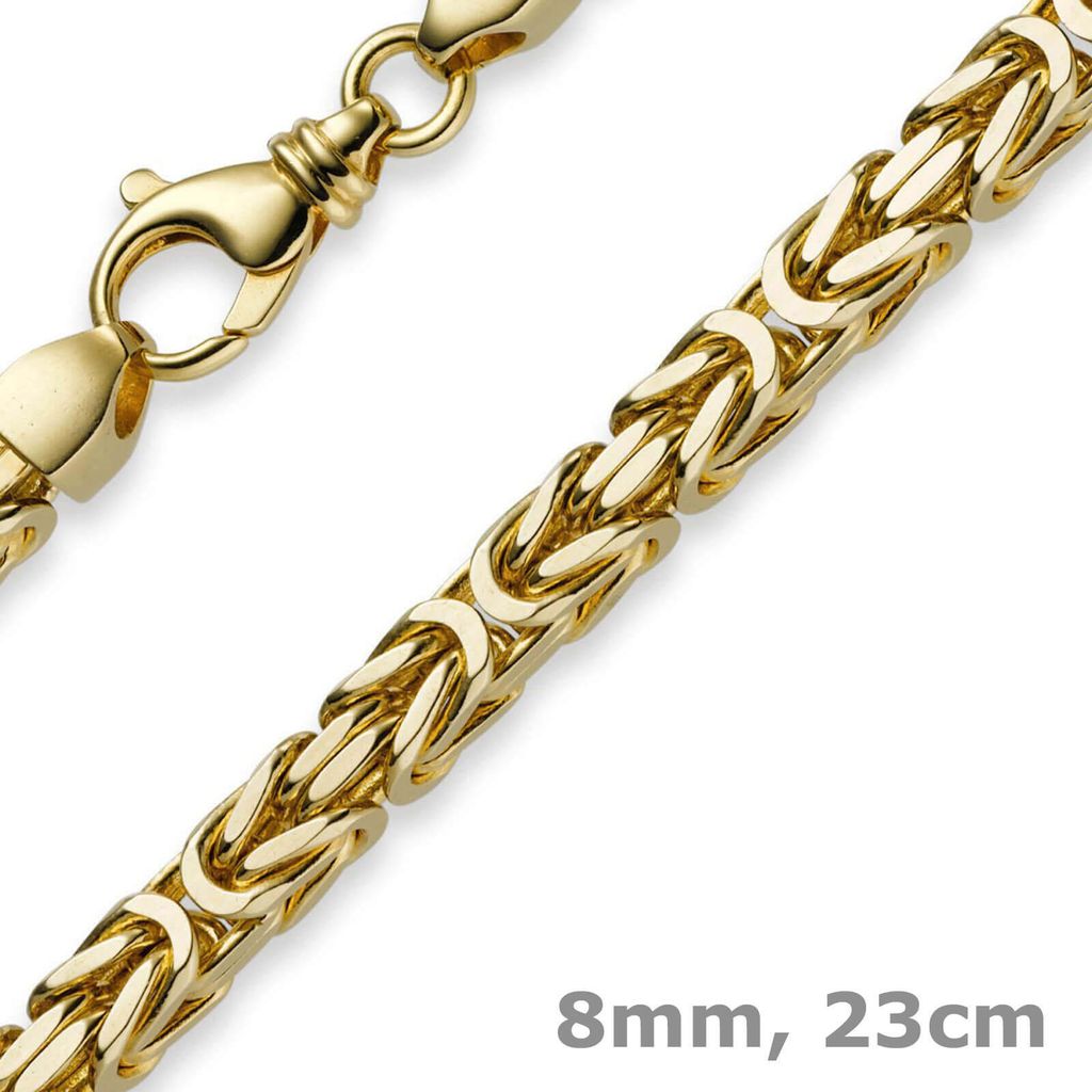 8mm Armband Armkette Königskette aus 585 Gold Gelbgold 23cm Herren