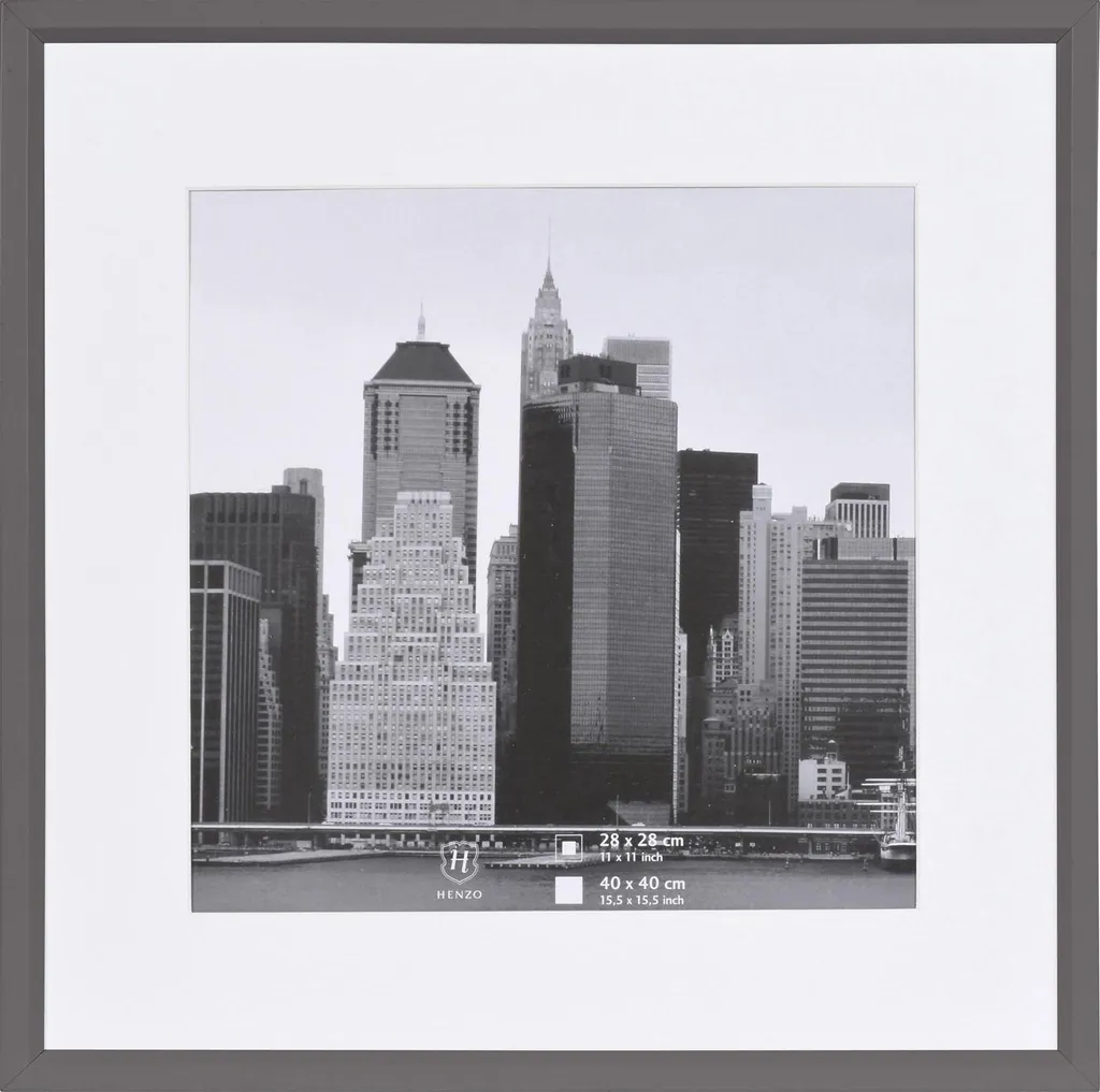 Henzo Metallica Cadre Photo 40x40 cm Gris Foncé avec Passe-Partout 28x28