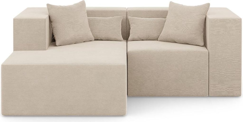 3-Sitzer Ecksofa NOVA S - 208x180x76cm, Otomane, Links, L-form, Beige
