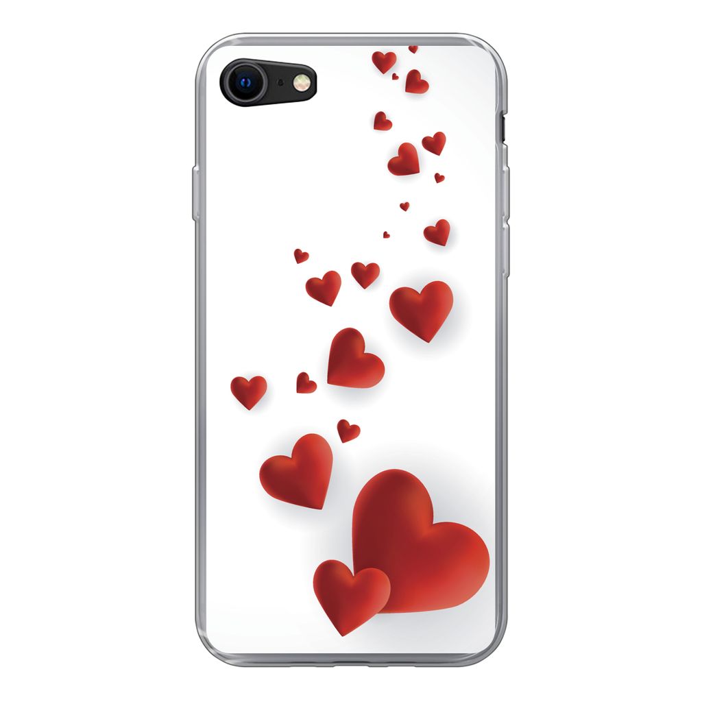 MuchoWow Handyhülle Schutzhülle Hülle für iPhone SE 2022 Eine Illustration eines Pfades der Herzen Silikon Softcase Handy Hülle - Schutzhülle