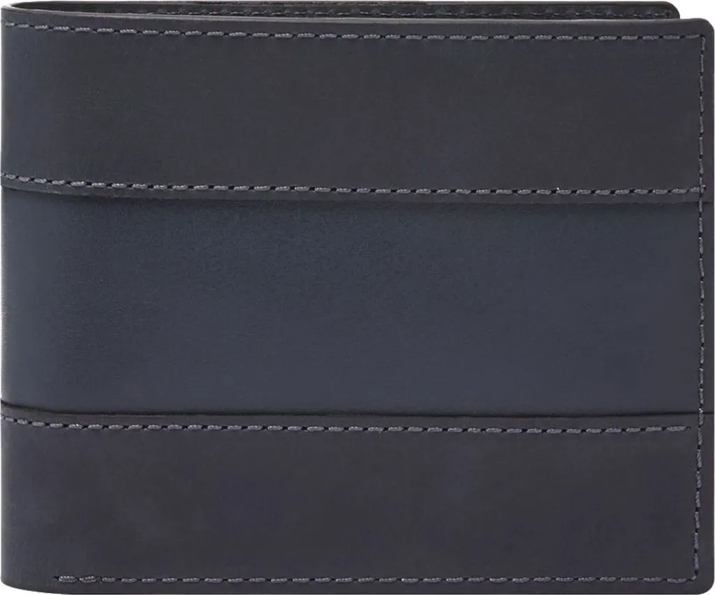 Porte-cartes Fossil Everett Bifold en cuir bleu marine élégant et fin