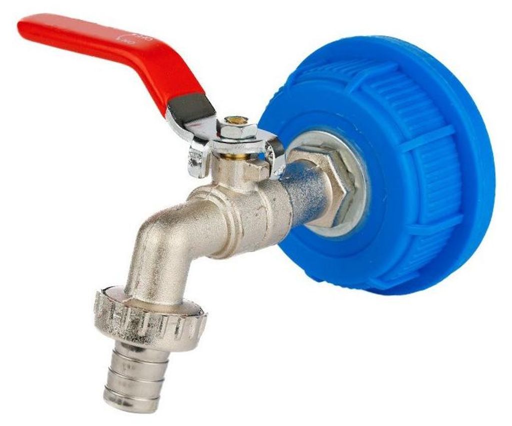 Funktionelle Verschlusskappe mit Metallhahn für Kanister, Fässer und IBC-Behälter, 1/2" (Ø 51 mm)