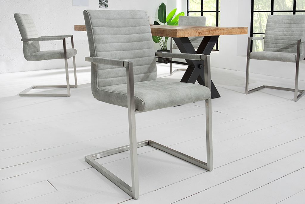 Freischwinger grau Stuhl mit LOFT stone