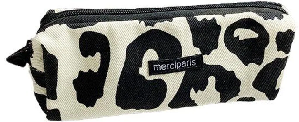 Pochette anti-perte pour clés et monnaie motif dessin animé noir beige