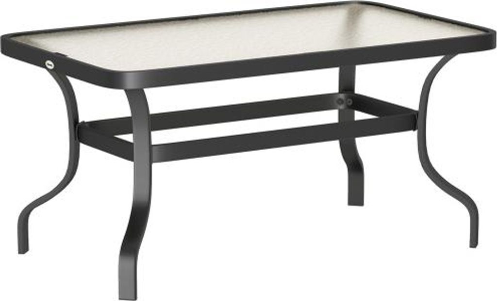 Beistelltisch 95x55x46 cm Schwarz Hartglas Kaffeetisch Couchtisch Wellendesign Abgerundete Balkontisch Gartentisch Sofatisch Teetisch Garten Metall