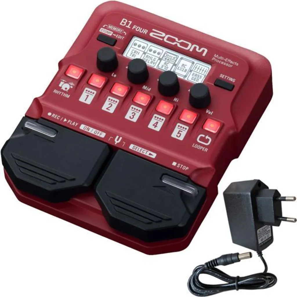 Zoom B1 FOUR Pédalier Multi-Effets Basse avec Adaptateur Secteur AD-16