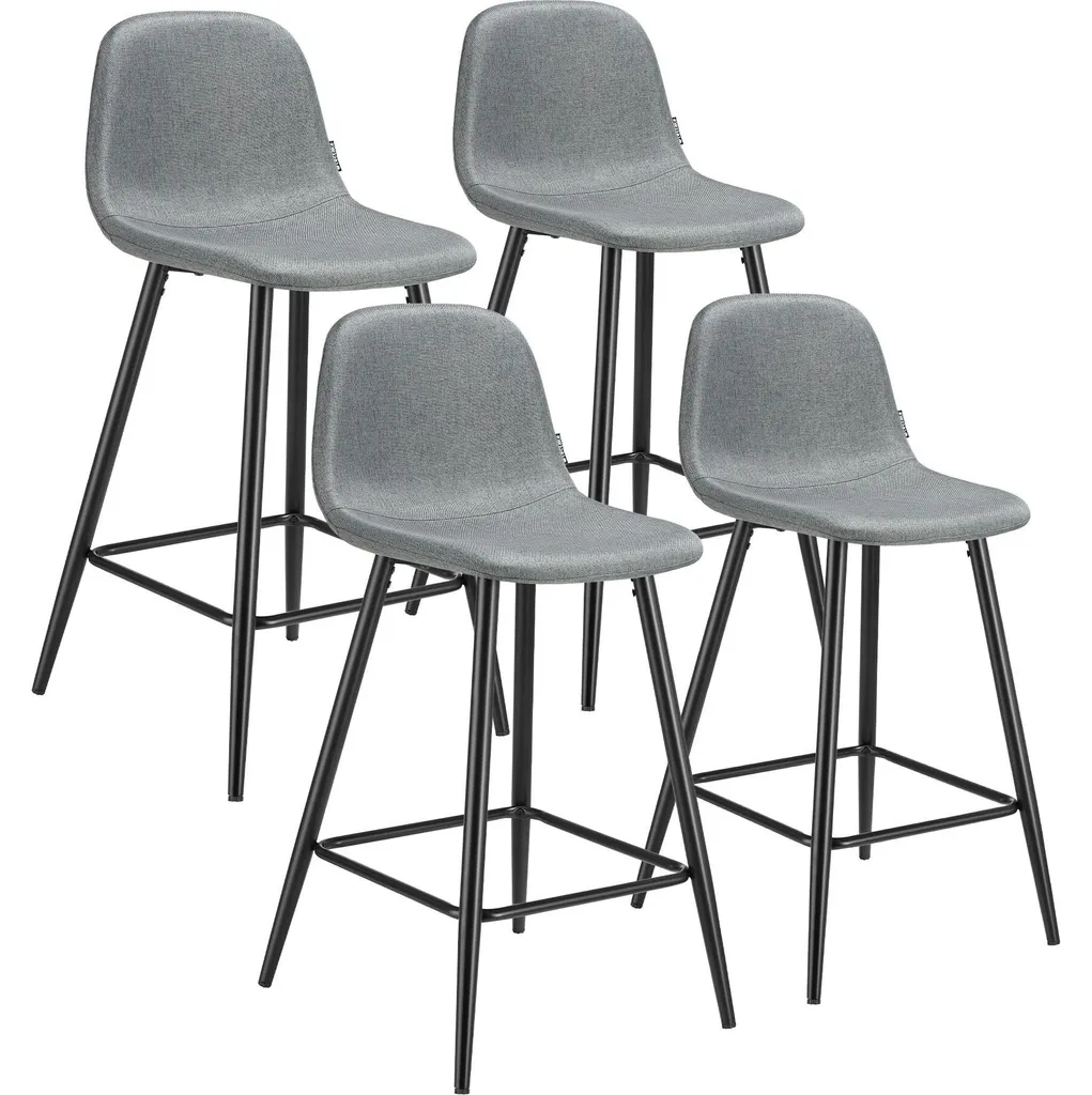 Chaise haute WILLOW rembourrée en tissu avec dossier - Lot de 4 pièces
