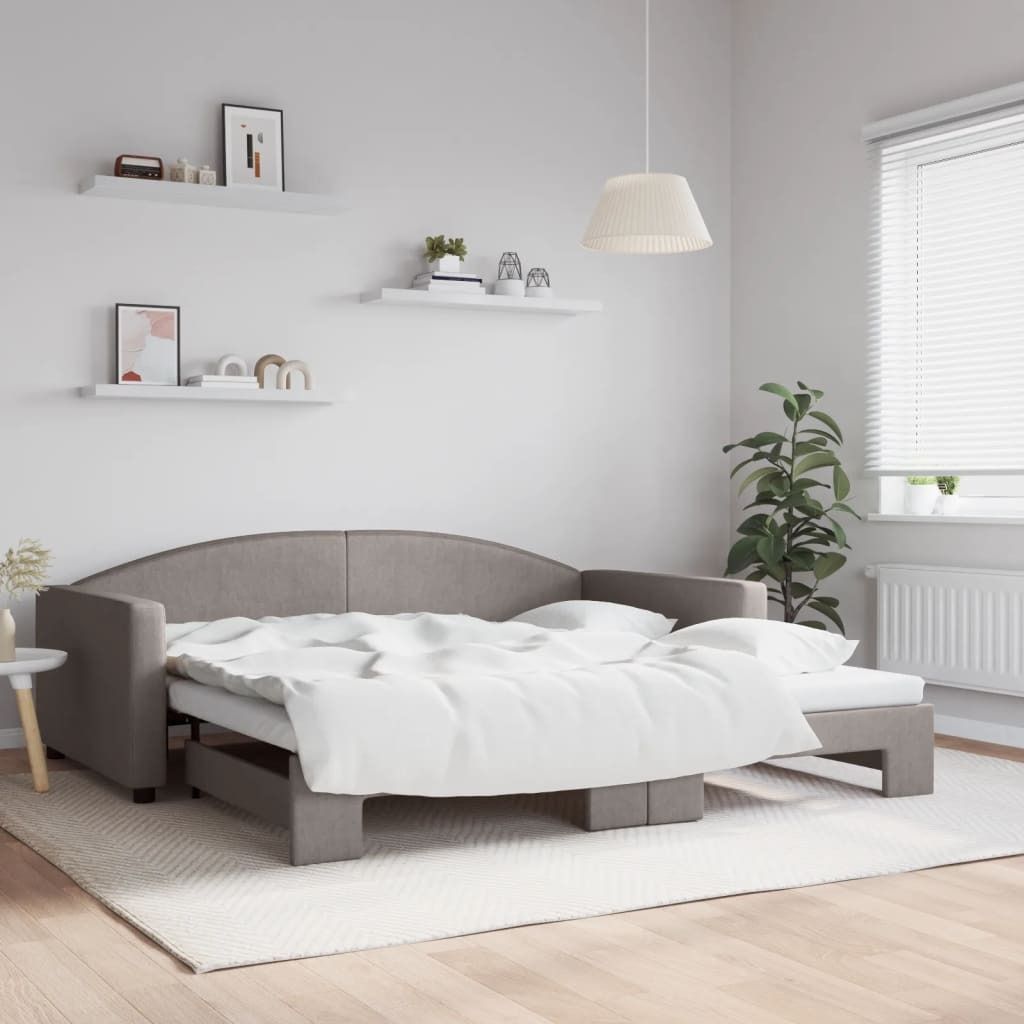 "2026 Promotion" Tagesbett Ausziehbar - Taupe 100x200 cm - Stoff - Polsterbett CC10442