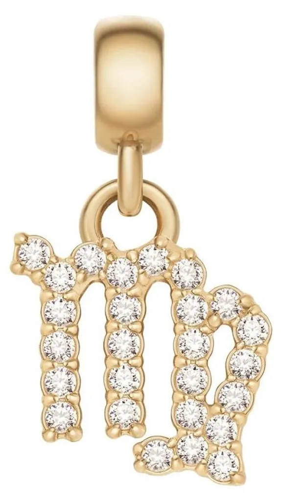Collier signe astrologique Vierge en plaqué or et cristaux brillants