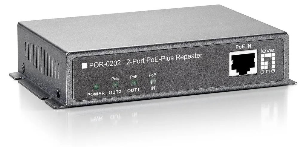 LevelOne POR-0202 PoE-Repeater 2 Ports avec Auto-Détection PoE PoE+ 2x FE