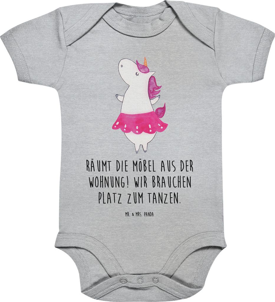 Mr. & Mrs. Panda Strampler Baby Einhorn Ballerina 12. - 18. Monat - Heather Grey - Geschenk, Einteiler, Wohnung, babykleidung body, Babybody, Unico...