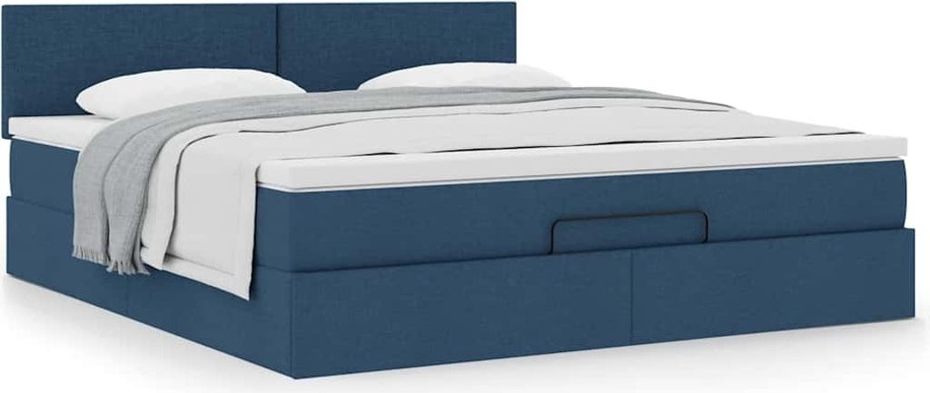 Maison Exclusive - Ottoman-Bett mit Matratze Blau 180x200 cm Stoff