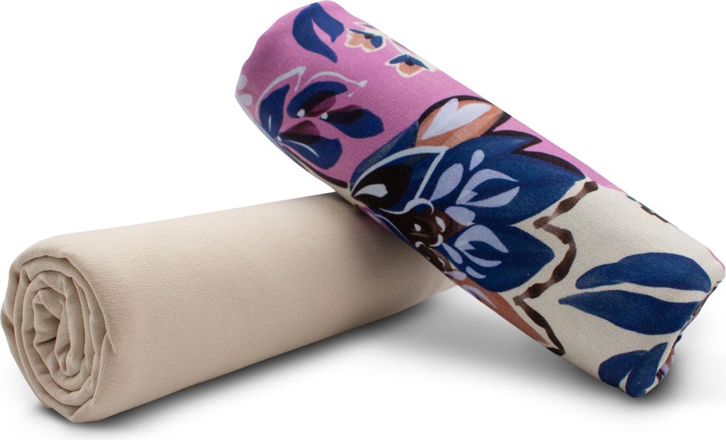 Stoffpaket Set 18 Blumen Ecru – 0,5 m French Terry + 0,5 m Bündchenstoff – Meterware für Kinderkleidung & DIY