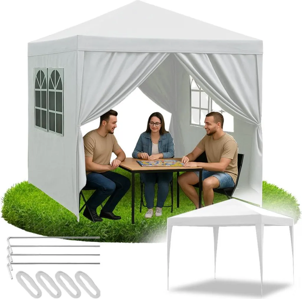 Tente de réception XXL avec fenêtres et parois pour fête au jardin