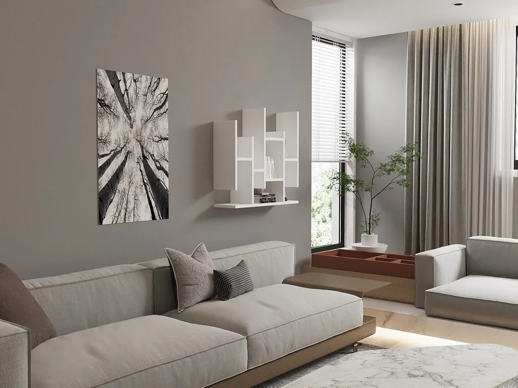 Étagère Blanche 70 cm Skye Decor Flower avec Compartiments Asymétriques - 3