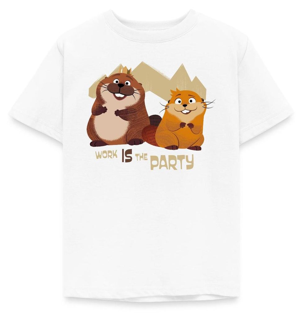Spreadshirt Hoppers Bieber Work Is The Party Kinder T-Shirt, 110/116 (5-6 Jahre), Weiß