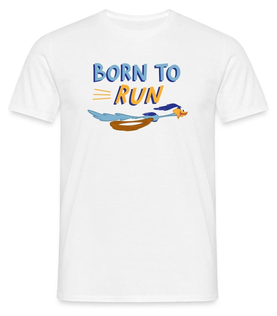 Spreadshirt Looney Tunes Road Runner Born To Run Männer T-Shirt, XXL, Weiß