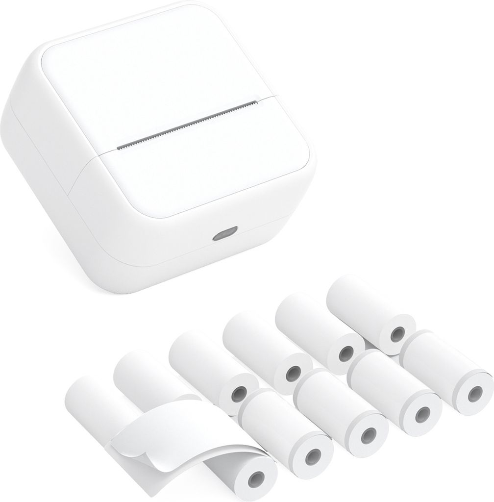 Mini-Drucker Fotodrucker für Smartphone Bluetooth Sofortbild-Thermodrucker mit 6 Thermopapierrollen + 5 selbstklebenden (57x26mm), Android-/iOS, w...