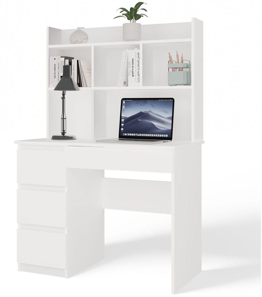 MIJAS bureau, links met uitschuifbaar blad, matwit, 4 Productafbeelding 