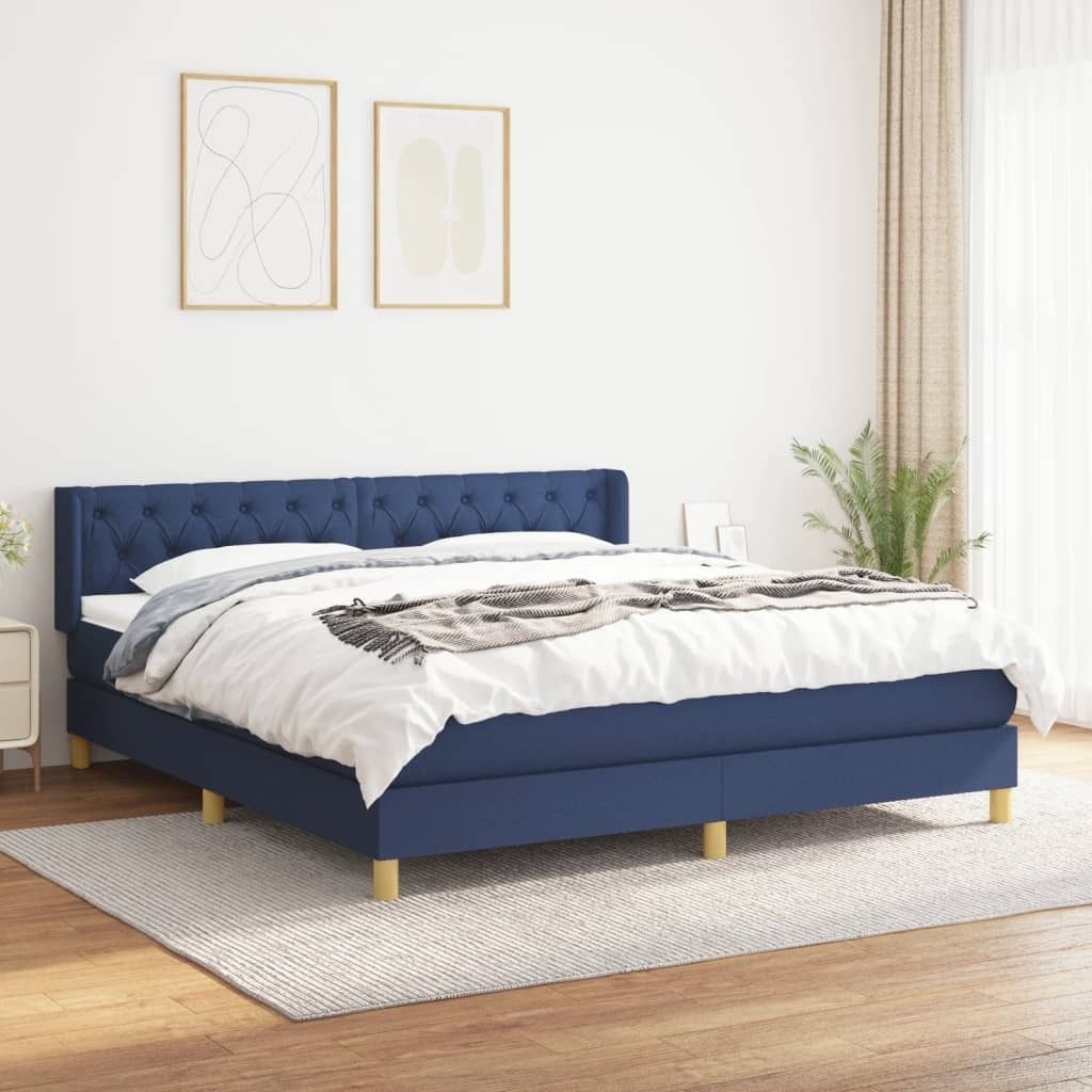 Maison Exclusive - Boxspringbett mit Matratze Blau 160x200 cm Stoff