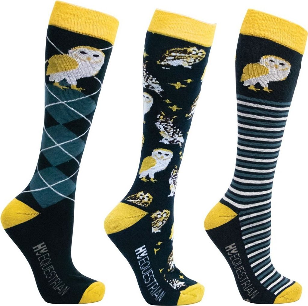 Hy - "Night Owl" Socken für Damen (3er-Pack) BZ5212 (37 EU - 42 EU) (Marineblau/Gelb)
