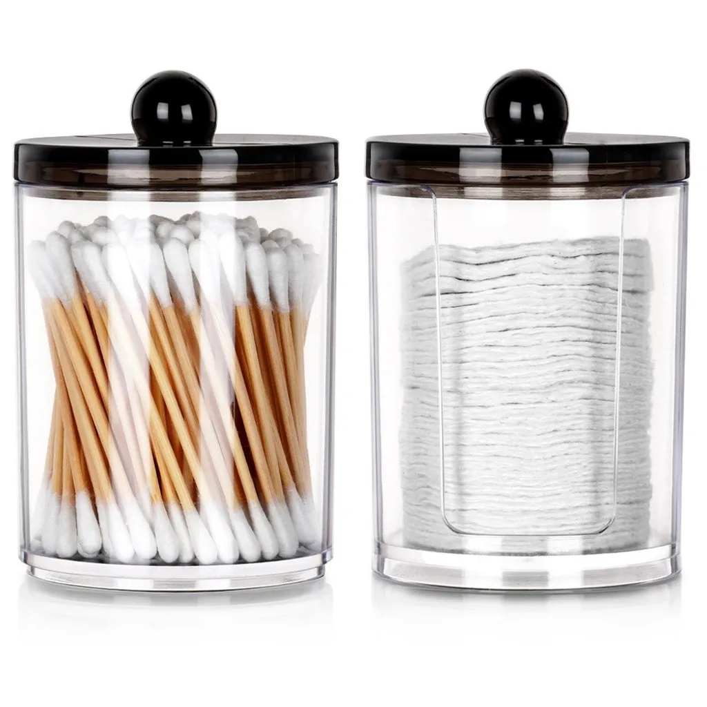 Lot de 2 organiseurs salle de bain pour cotons et cotons-tiges Crystal