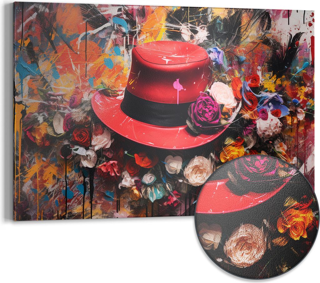 DEQORI Magnettafel Metall 60x40 cm 'Roter Hut im Blütenrausch' Whiteboard Pinnwand Büro