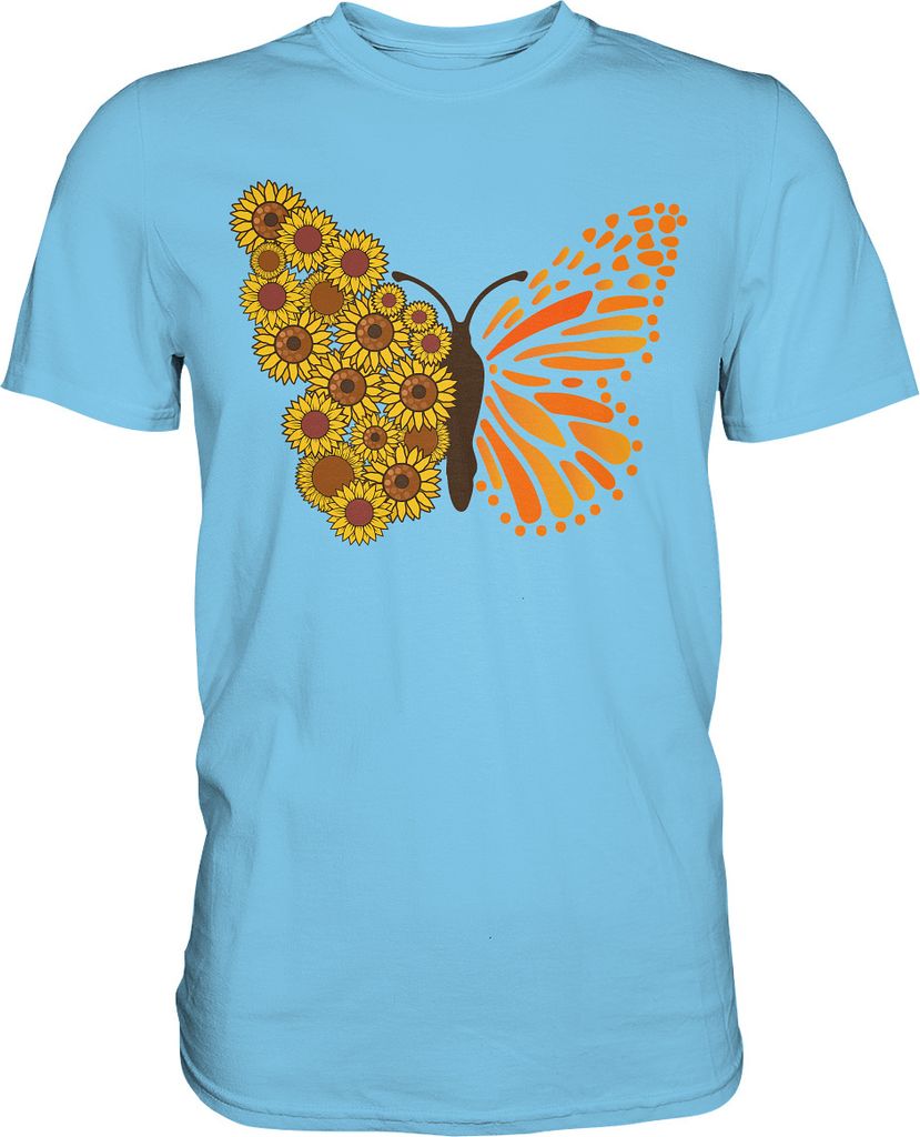 Sonnenblumen Schmetterling T-Shirt – Sky Blue / XL Produktbild 