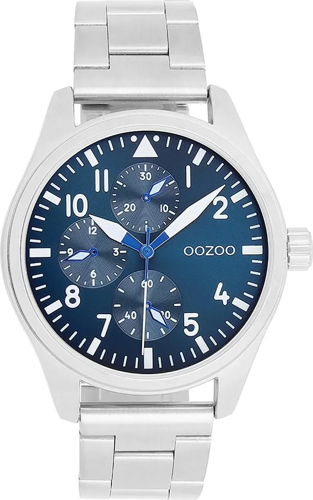 Montre Oozoo argent en métal brillant avec verre minéral 42mm