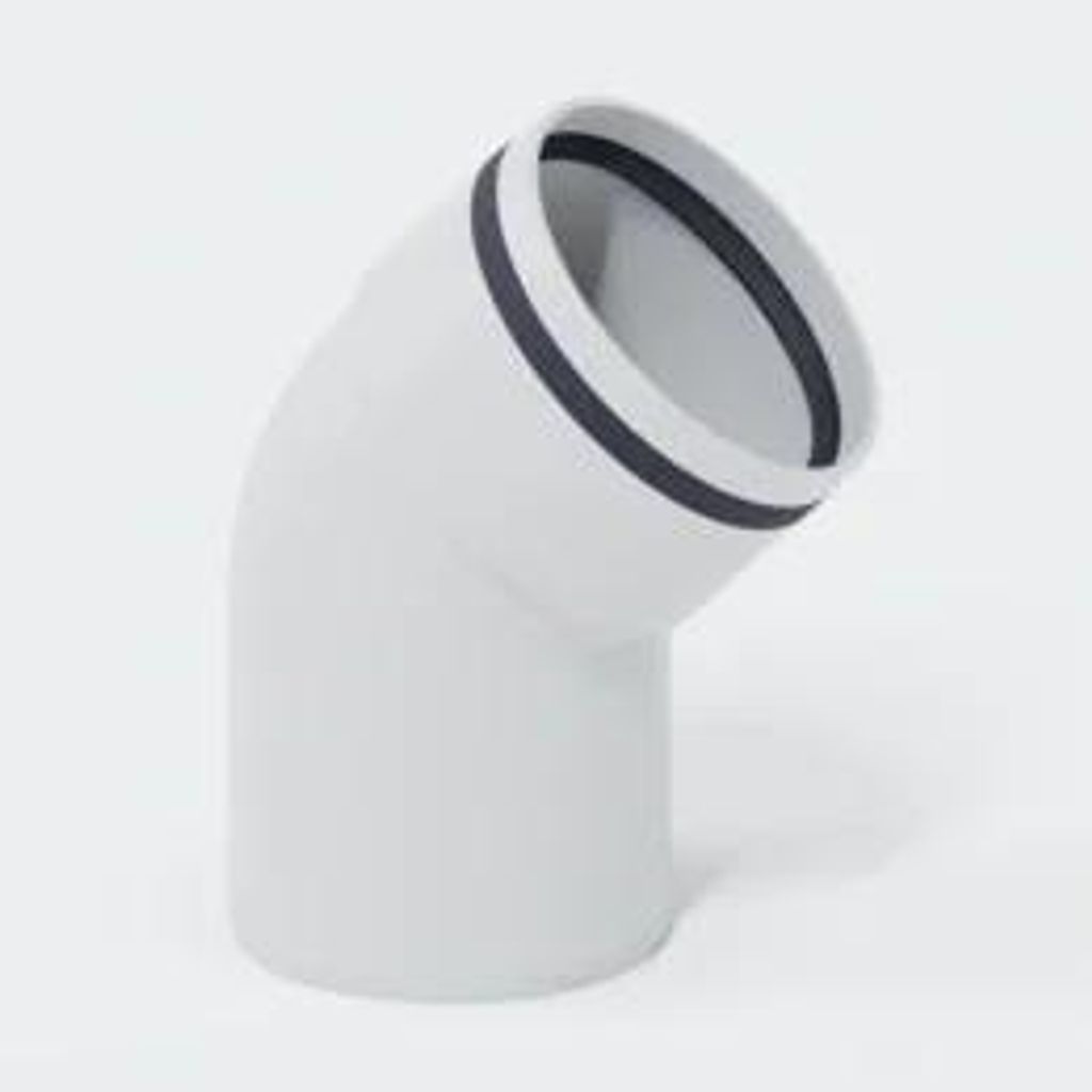 Poloplast Bogen, DN125, POLO-KAL 3S, PP-MD, Ø125mm, 45°, weiß, 1 Stk.