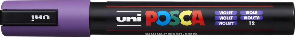 POSCA uni PC-5M, 1 Stück(e), Violett, Rundspitze, Schwarz, Violett, Medium, 1,8 mm
