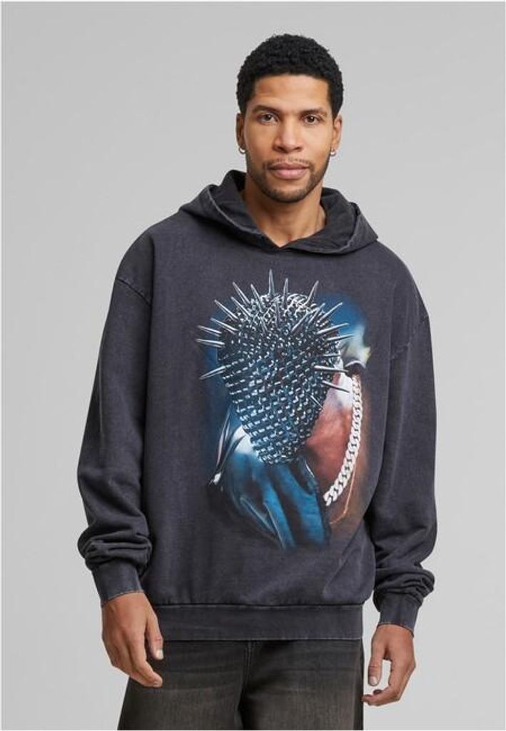 MT1975 - Thorned Mask Oversize Hoody black acid washed XXL