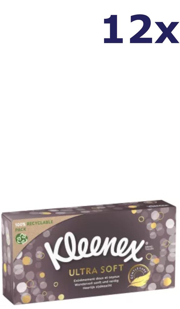 12x Kleenex Ultra Soft zakdoeken 3 lagen 64 stuks