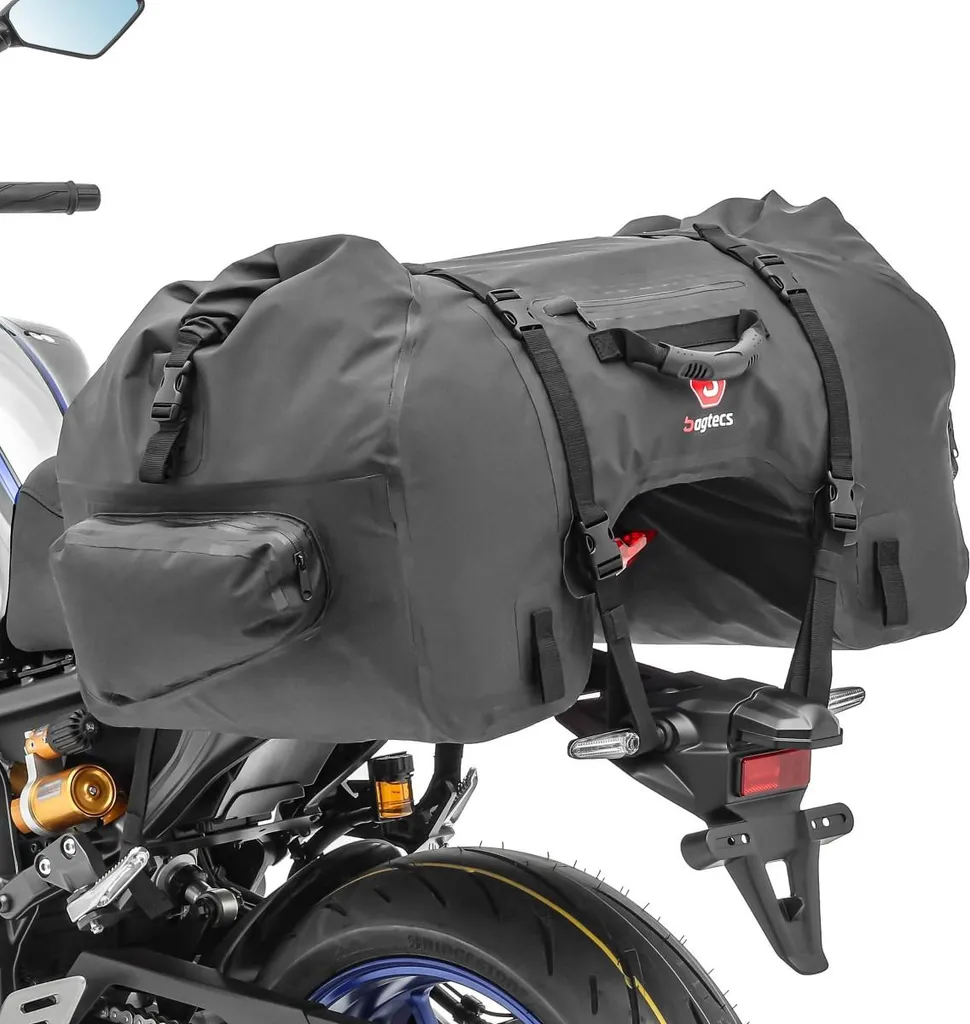 Sac arrière de moto étanche 35L Noir pour bagages et selle passager
