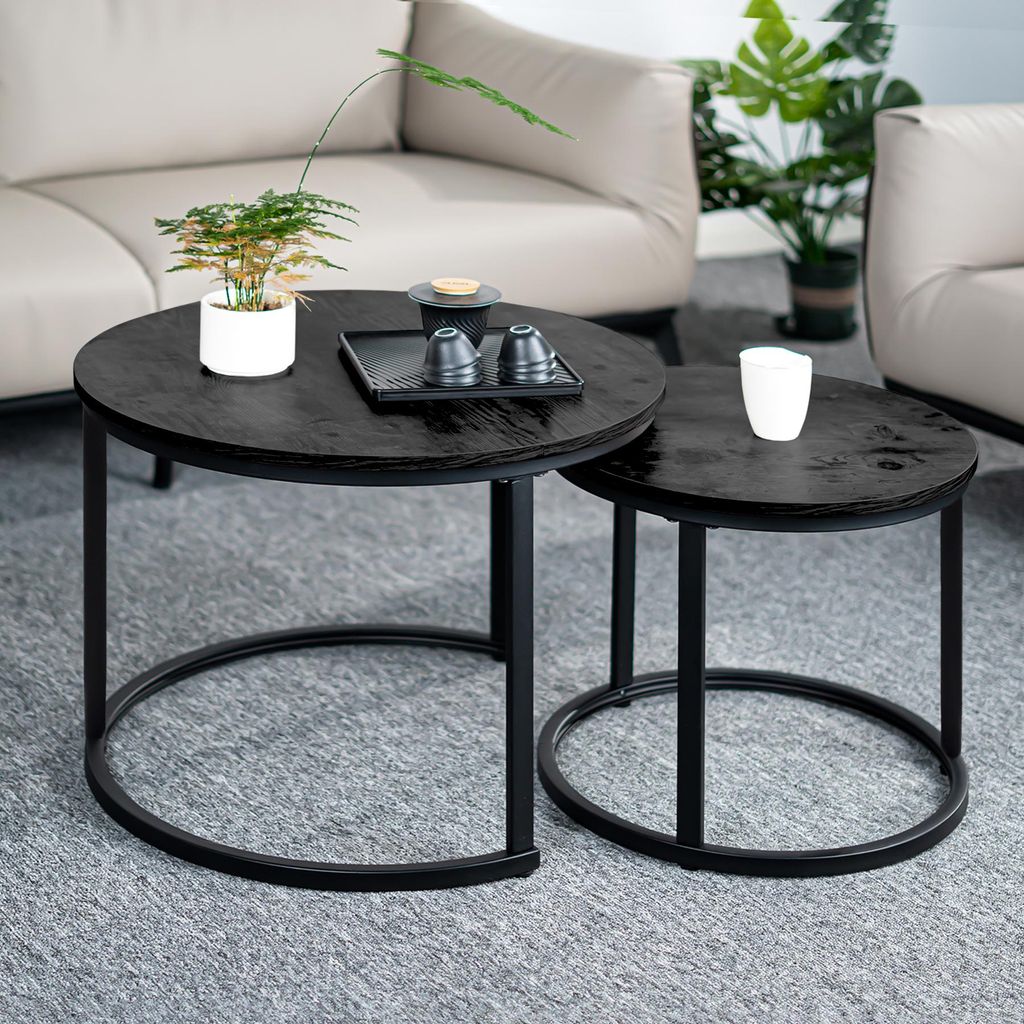 Hawthyhome Couchtisch-Set 2 Stücke Beistelltisch aus Holz Produktbild 