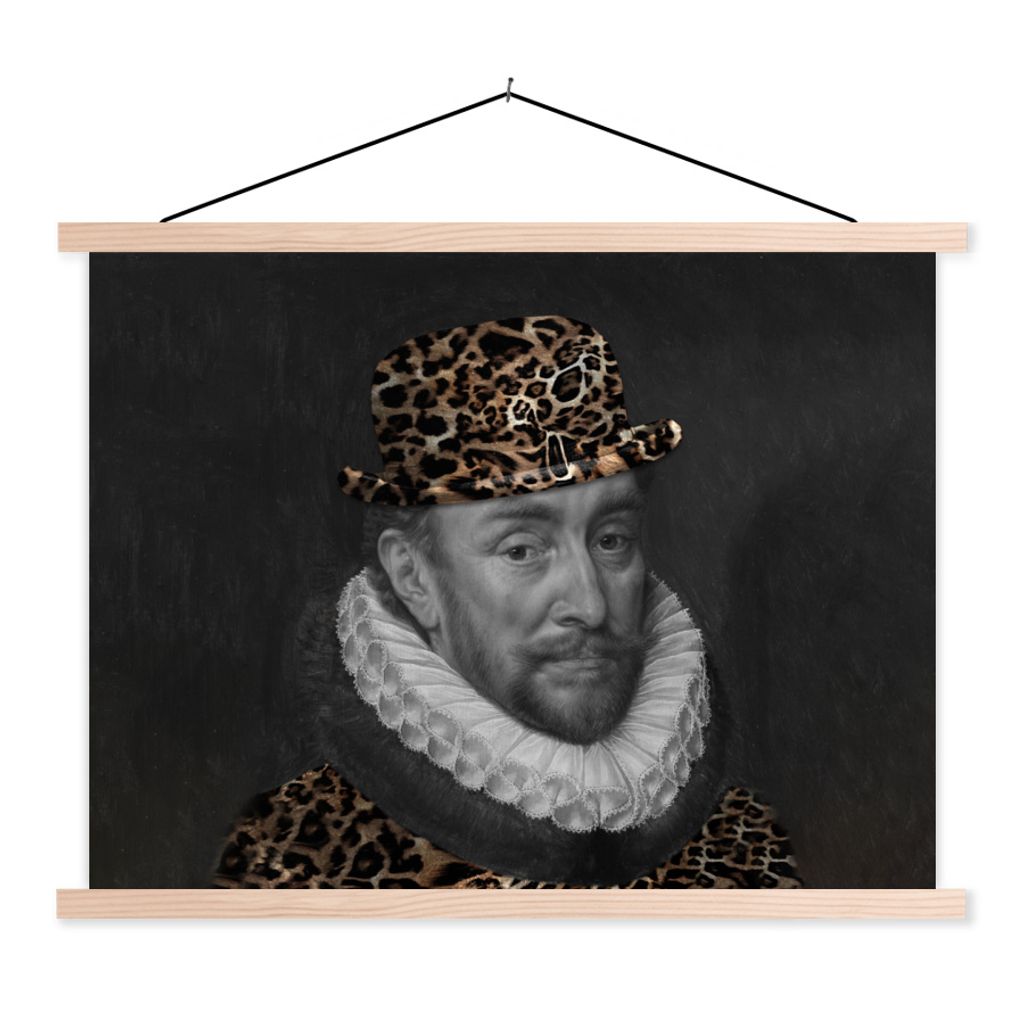MuchoWow Textilposter Kunst - Wilhelm von Oranien - Hut 40x30 cm mit holzfarbenen Rahmen - Bilder