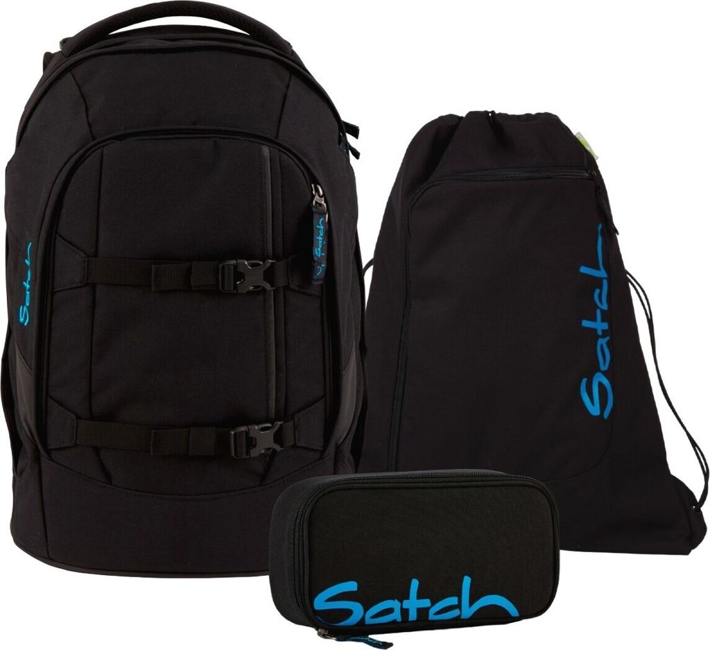 Satch Schulrucksack-Set Pack Black Bounce 3-tlg., Mäppchen, Produktbild 