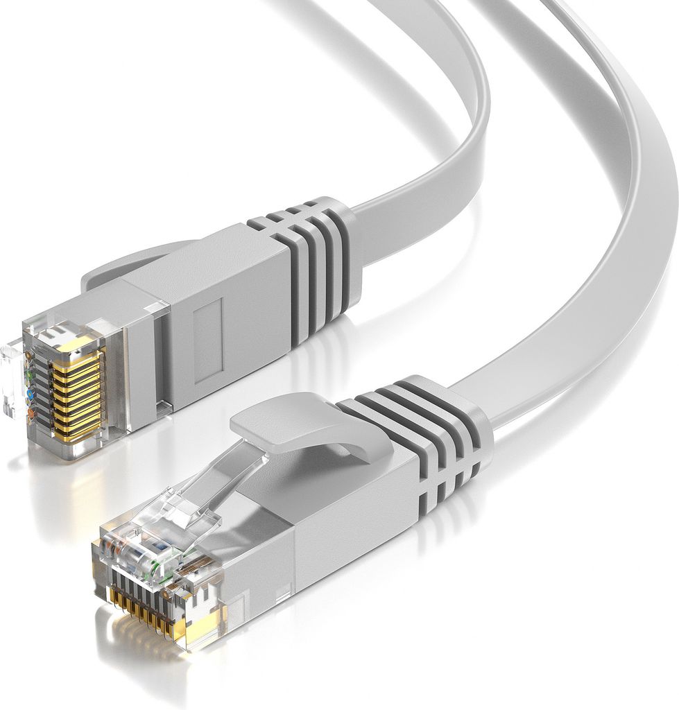 CAT 6 Patchkabel Flach | RJ45 Kabel LAN Ethernet Netzwerkkabel - Grau 1m