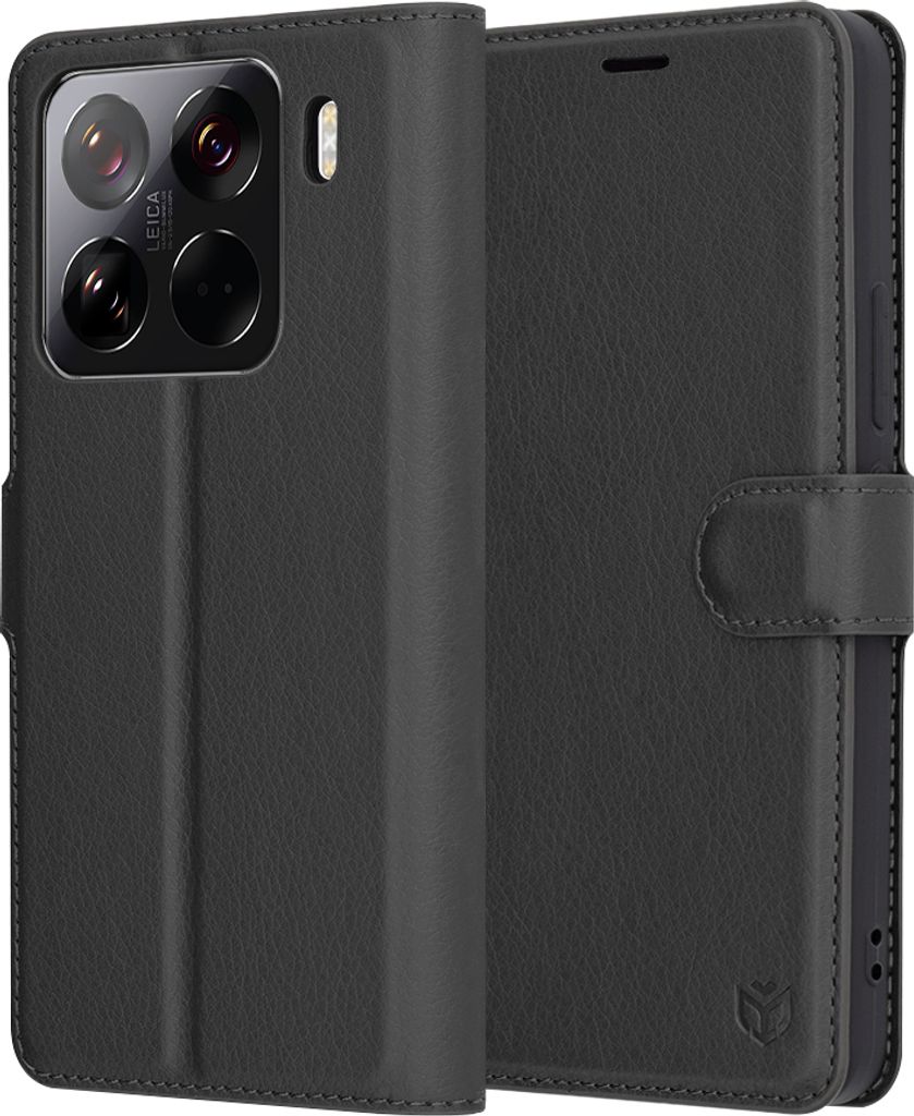 Techsuit Leder Folio Book Wallet Klapphülle für Xiaomi 15 Pro - Schwarz